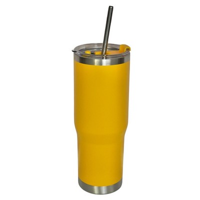 30 Oz. Stainless Double Wall Vacuum Insulated Travel Mug powder coated yellow